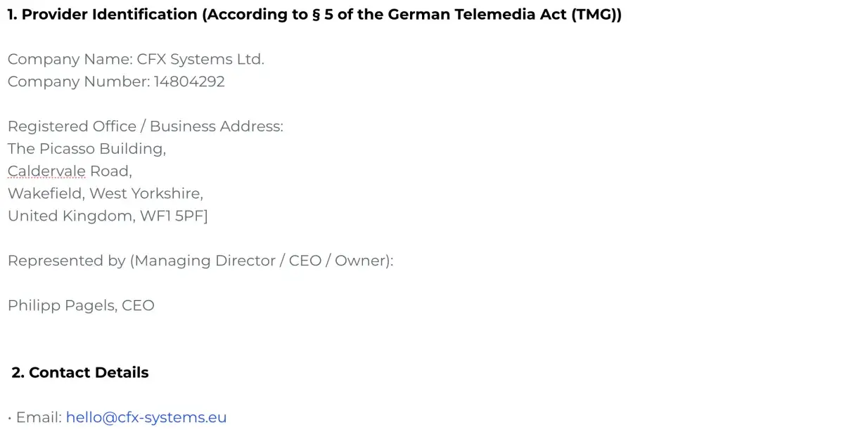 Impressum CFX Systems